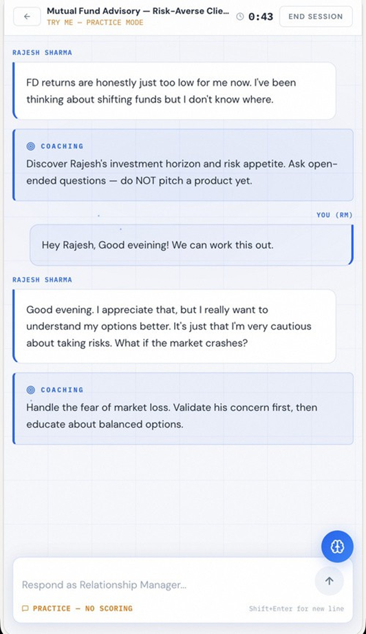 Try Me mode — practice with live AI coaching