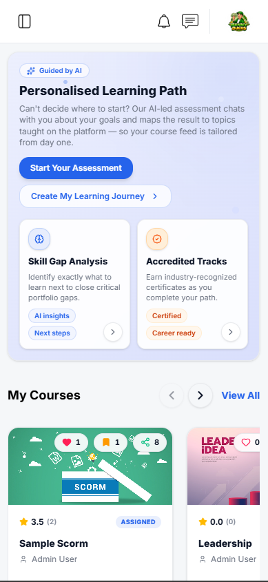 Wisdora LMS mobile app dashboard